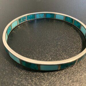 Silpada .925 Sterling Silver and Turquoise Inlay Bangle Bracelet VERY RARE